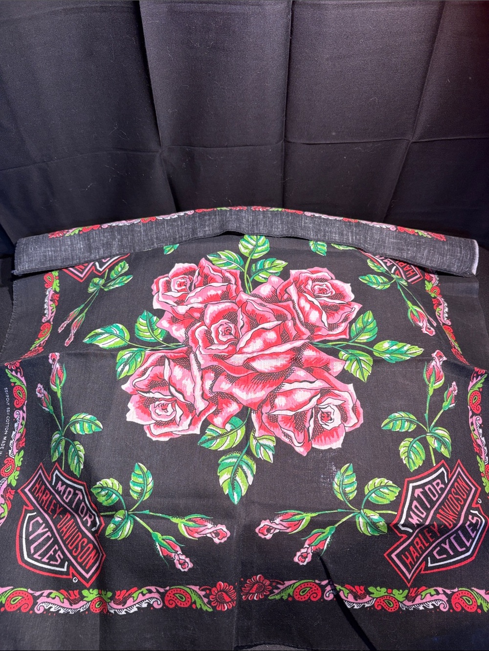 VTG Harley Davidson Pink Rose Paisley Bandana USA